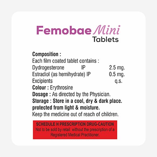 Femobae-Mini, Compositions of Femobae-Mini are Dydrogesterone & Estradiol Tablets, Femobae-Mini offered by Janus Biotech