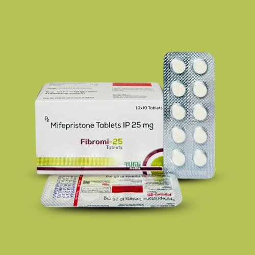Fibromi-25 Tablets, Compositions of Fibromi-25 Tablets are Mifepristone Tablets IP 25 mg, Fibromi-25 Tablets offered by Janus Biotech