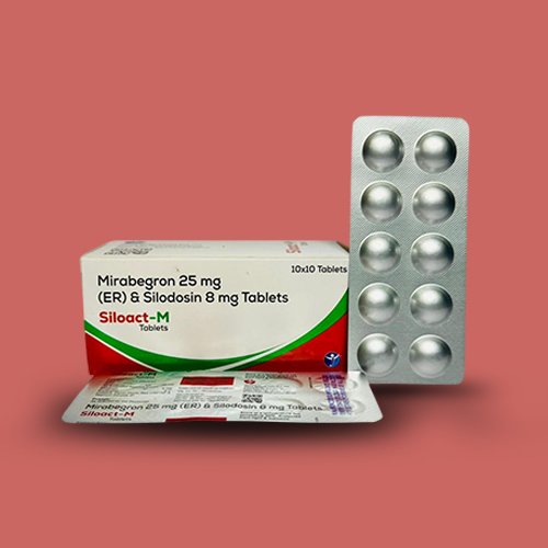 Siloact-M, Compositions of Siloact-M are Mirabegron 25 mg (ER) & Silodosin 8 mg Tablets, Siloact-M offered by Janus Biotech
